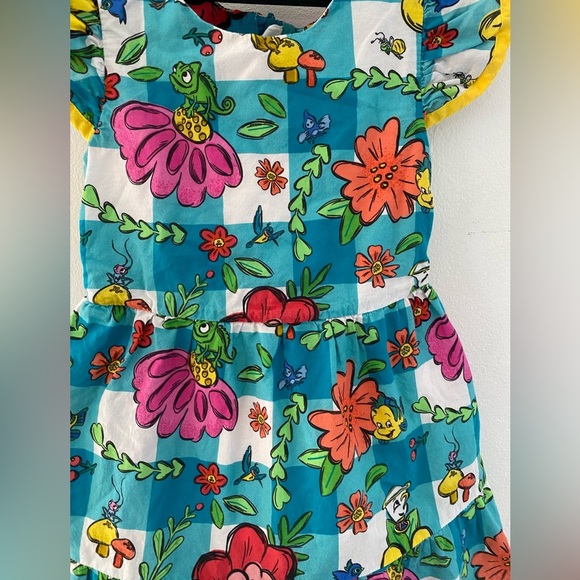 Disney Floral Kids Dress with Yellow Trim 100%organic cotton 3/T - Picture 4 of 8